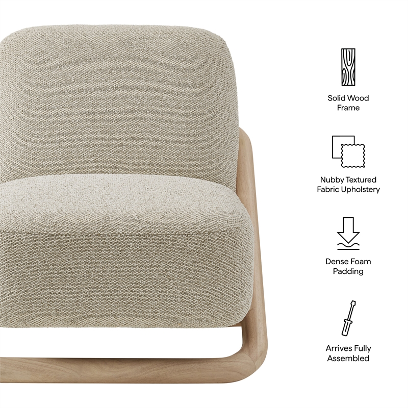 Vander Textured Fabric Accent Chair in Oak Marble