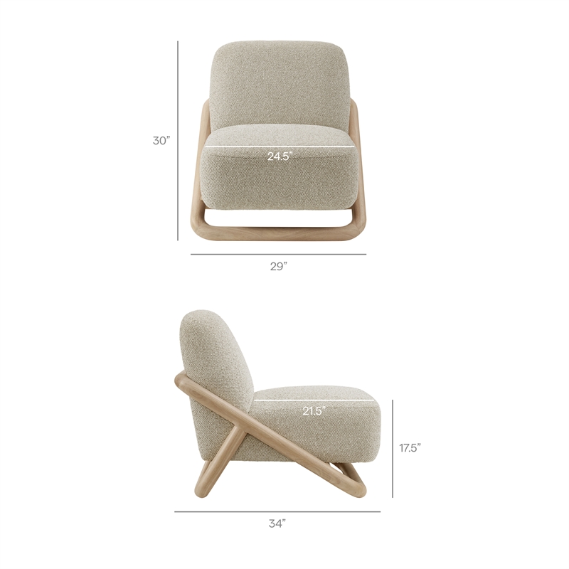 Vander Textured Fabric Accent Chair in Oak Marble