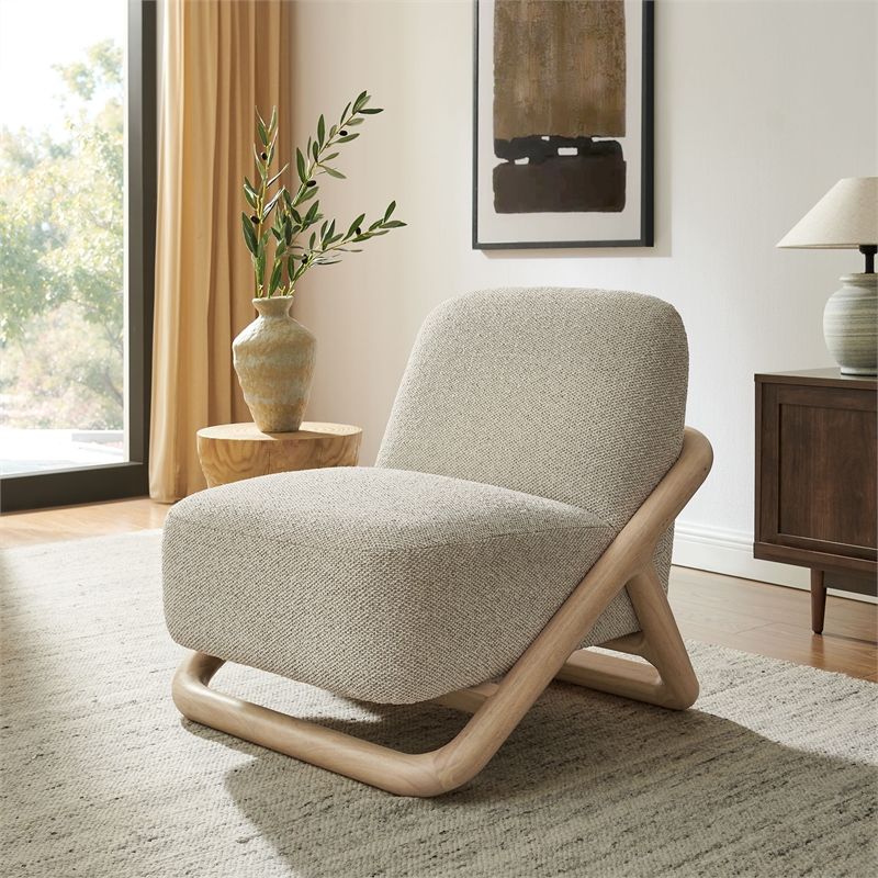 Vander Textured Fabric Accent Chair in Oak Marble