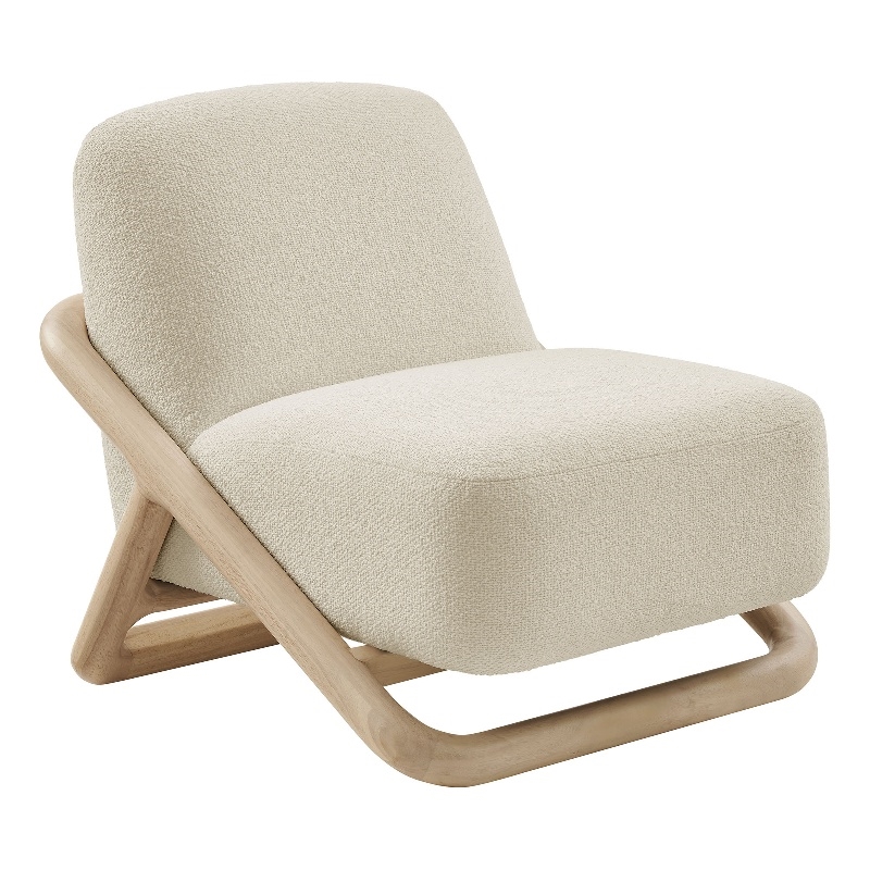 Vander Textured Fabric Accent Chair in Oak Cream