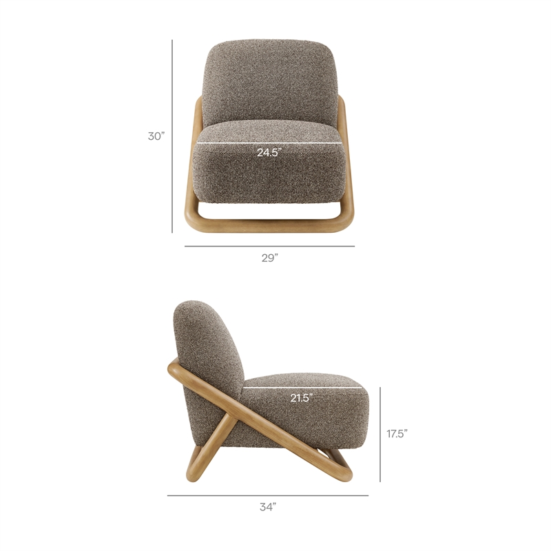 Vander Textured Fabric Accent Chair in Chestnut Earth