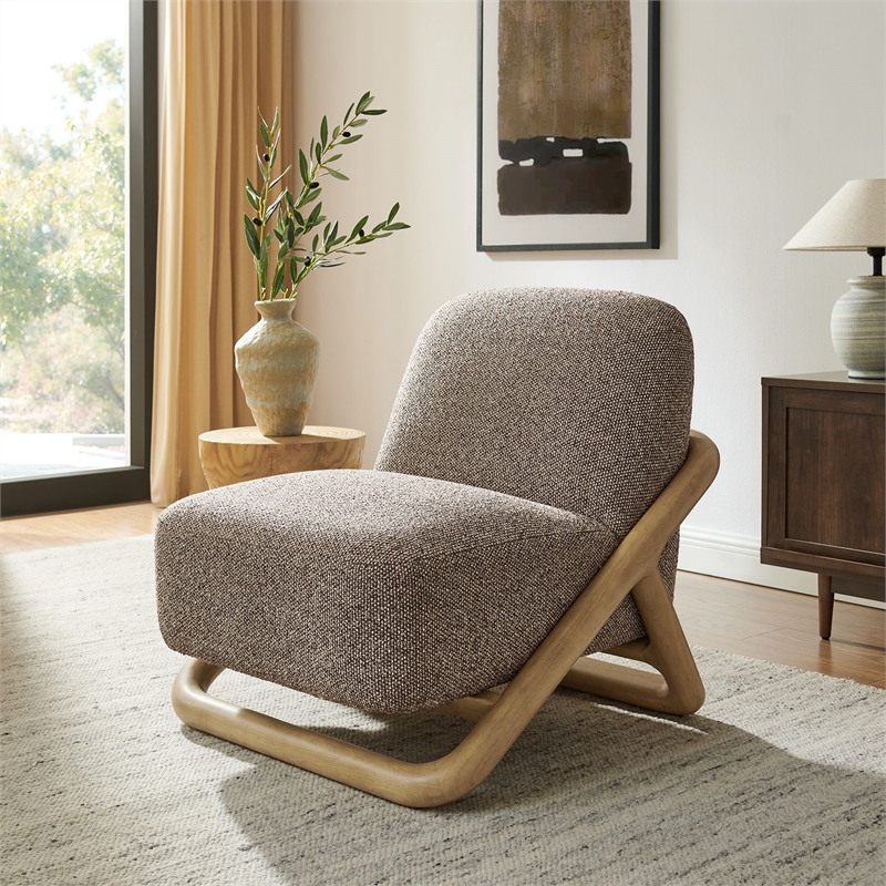 Vander Textured Fabric Accent Chair in Chestnut Earth