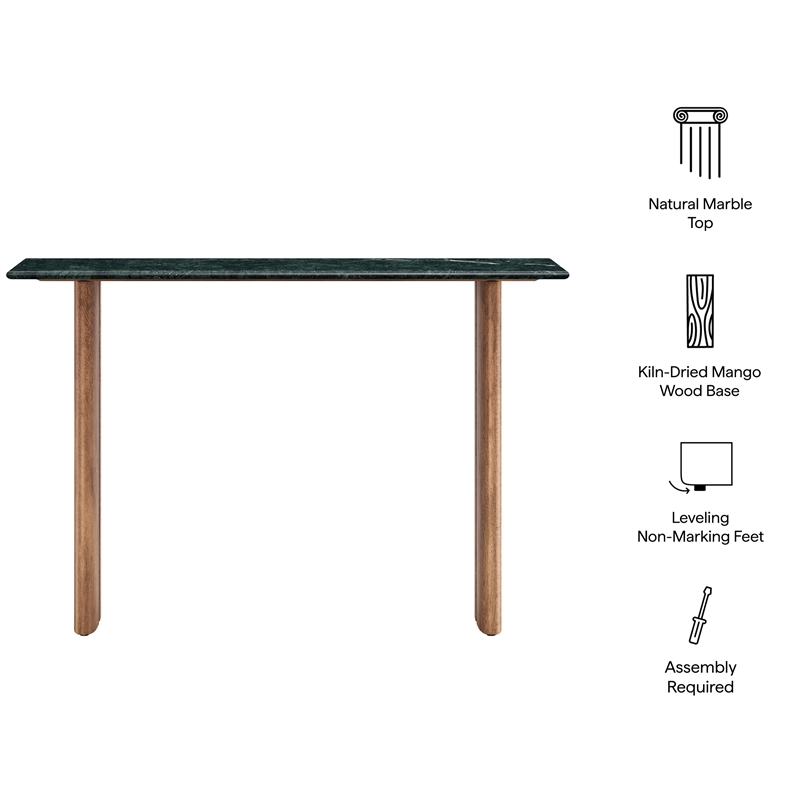 Amistad 46 Inch Marble Console Table in Walnut Green Marble