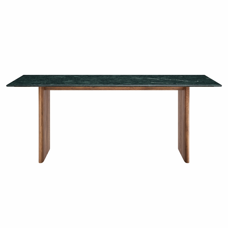 Amistad 86 Inch Marble Dining Table in Walnut Green Marble