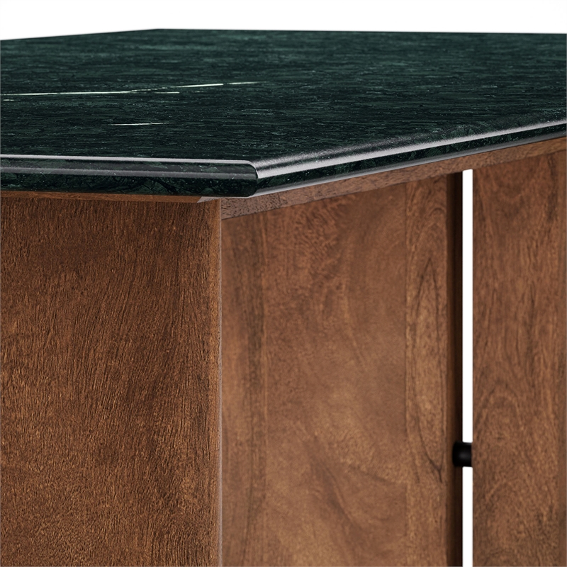 Amistad 86 Inch Marble Dining Table in Walnut Green Marble