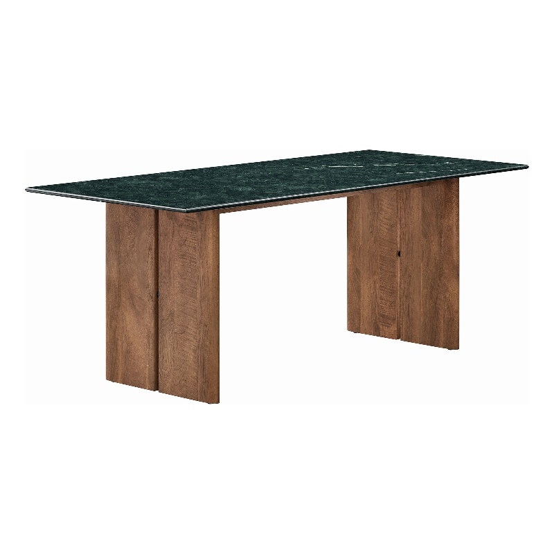 Amistad 86 Inch Marble Dining Table in Walnut Green Marble