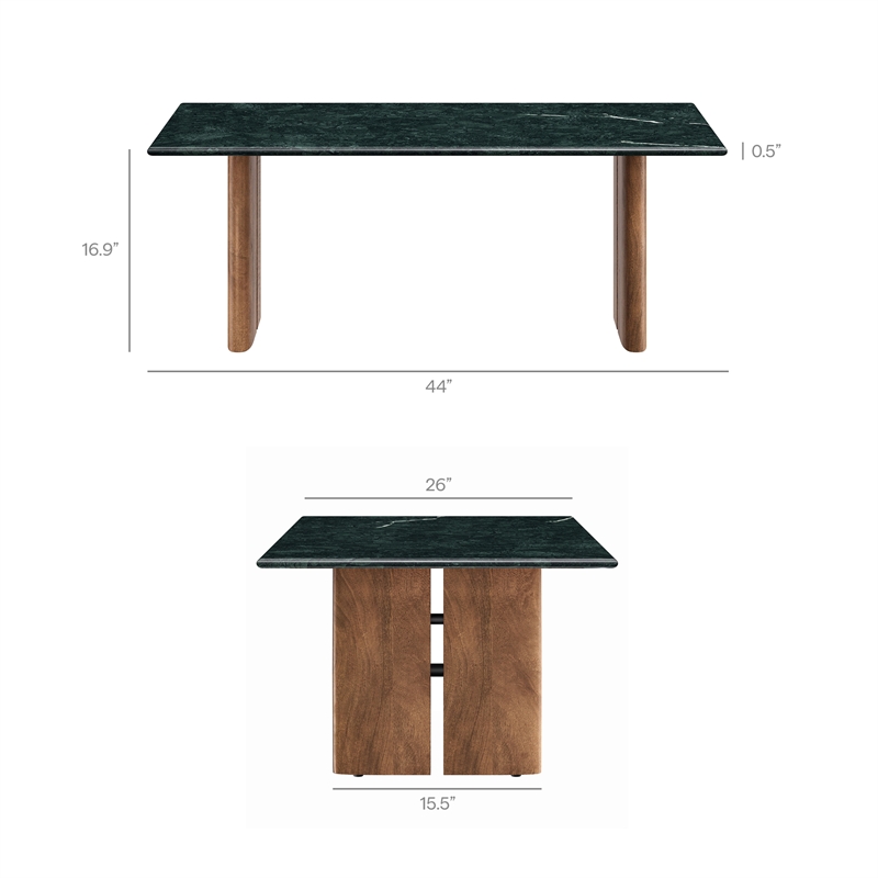 Amistad Marble Coffee Table in Walnut Green Marble