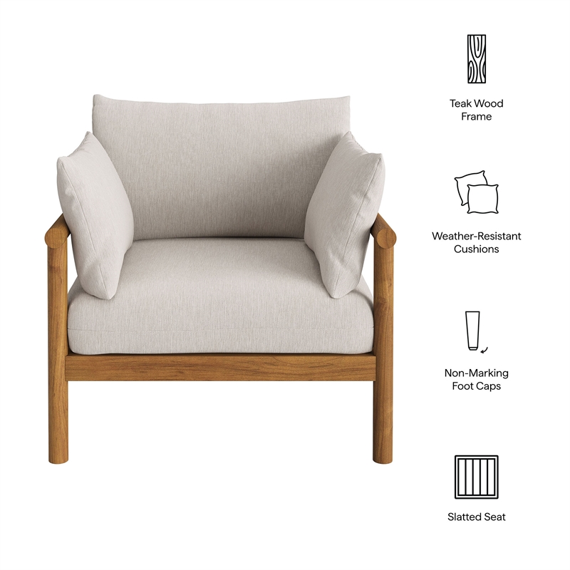 Eleni Outdoor Teak Wood Armchair in Natural Sail