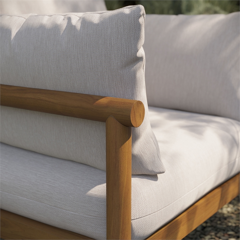 Eleni Outdoor Teak Wood Armchair in Natural Sail
