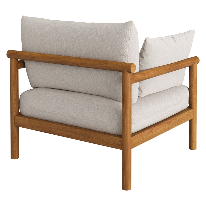 Eleni Outdoor Teak Wood Armchair in Natural Sail
