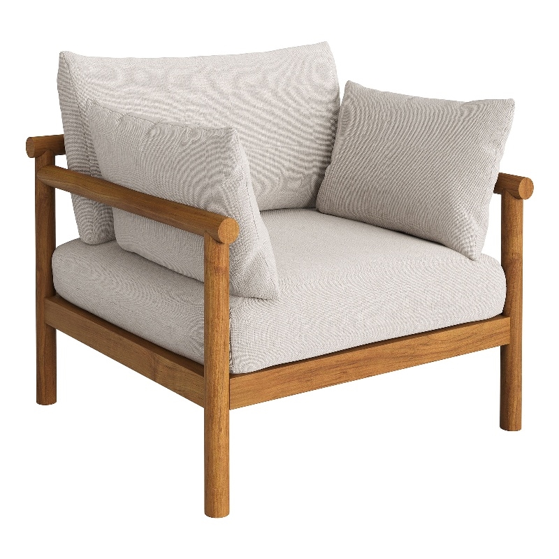 Eleni Outdoor Teak Wood Armchair in Natural Sail