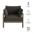Eleni Outdoor Teak Wood Armchair in Weathered Gray Flint