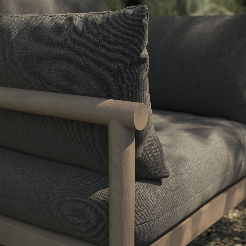Eleni Outdoor Teak Wood Armchair in Weathered Gray Flint