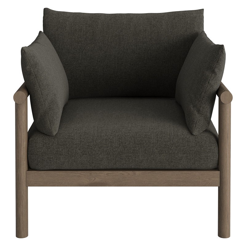 Eleni Outdoor Teak Wood Armchair in Weathered Gray Flint