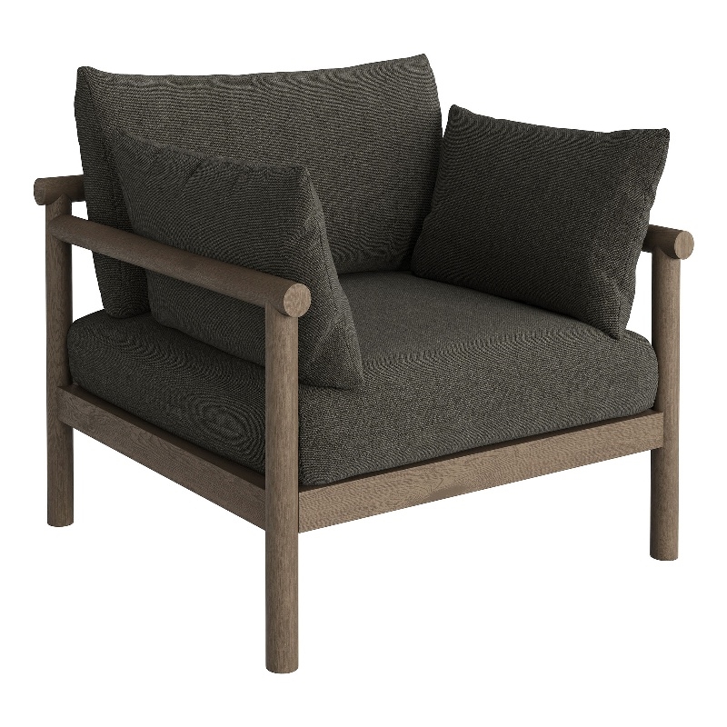 Eleni Outdoor Teak Wood Armchair in Weathered Gray Flint