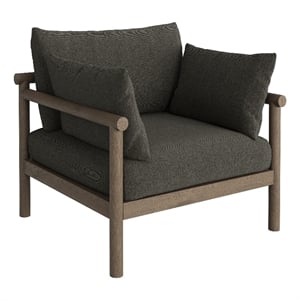 Eleni Outdoor Teak Wood Armchair in Weathered Gray Flint