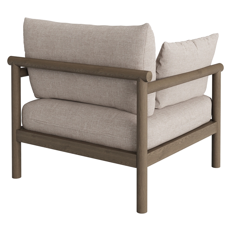 Eleni Outdoor Teak Wood Armchair in Weathered Gray Pebble