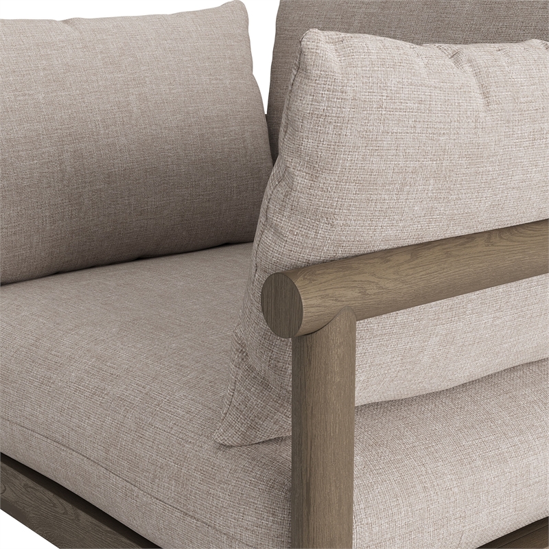 Eleni Outdoor Teak Wood Armchair in Weathered Gray Pebble