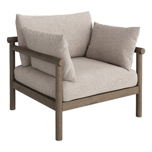 Eleni Outdoor Teak Wood Armchair in Weathered Gray Pebble