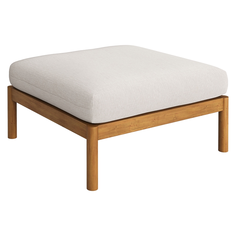 Eleni 2-Piece Outdoor Teak Wood Armchair and Ottoman Set in Natural Sail
