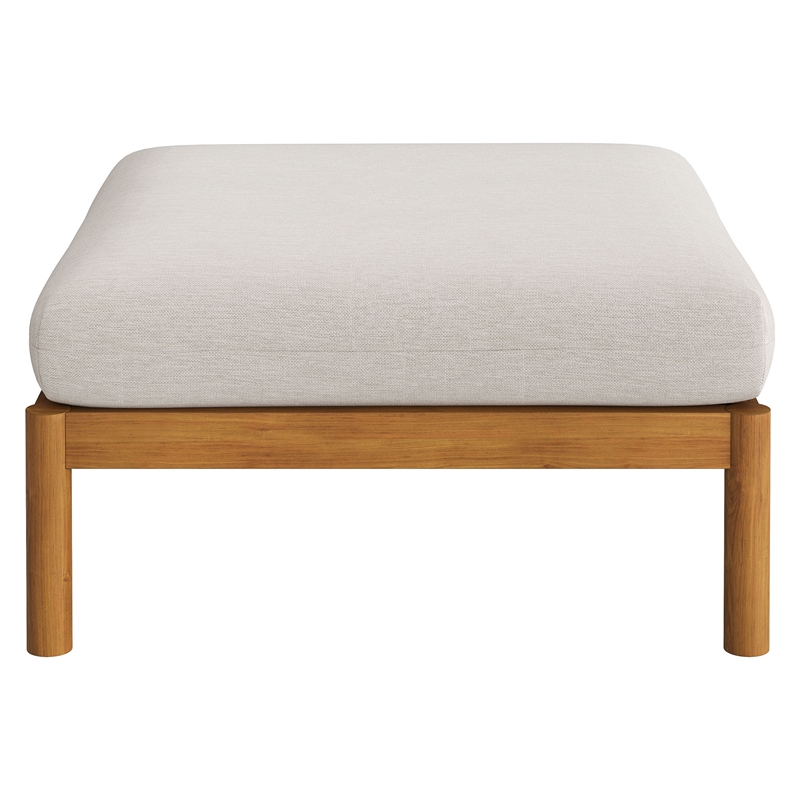 Eleni 2-Piece Outdoor Teak Wood Armchair and Ottoman Set in Natural Sail