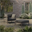 Eleni 2-Piece Outdoor Teak Wood Armchair and Ottoman Set in Weathered Gray Flint