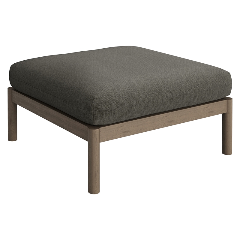 Eleni 2-Piece Outdoor Teak Wood Armchair and Ottoman Set in Weathered Gray Flint
