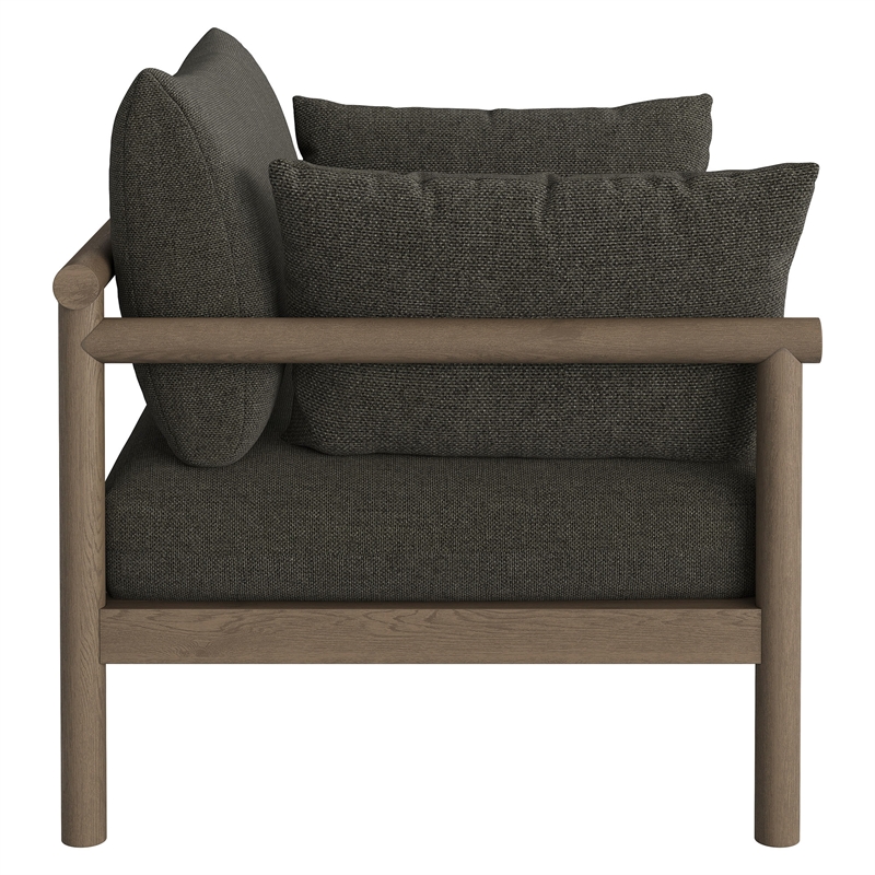 Eleni 2-Piece Outdoor Teak Wood Armchair and Ottoman Set in Weathered Gray Flint