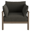 Eleni 2-Piece Outdoor Teak Wood Armchair and Ottoman Set in Weathered Gray Flint