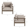 Eleni 2-Piece Outdoor Teak Wood Armchair and Ottoman Set in Weathered Gray Pebble