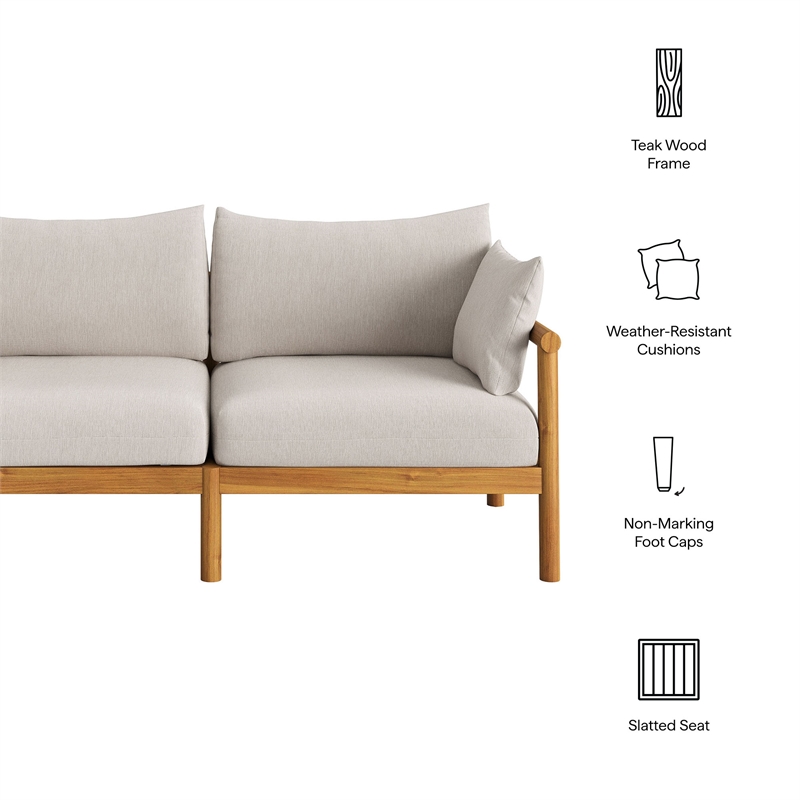 Eleni Outdoor Teak Wood Loveseat in Natural Sail