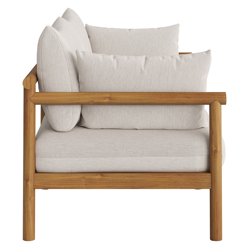 Eleni Outdoor Teak Wood Loveseat in Natural Sail
