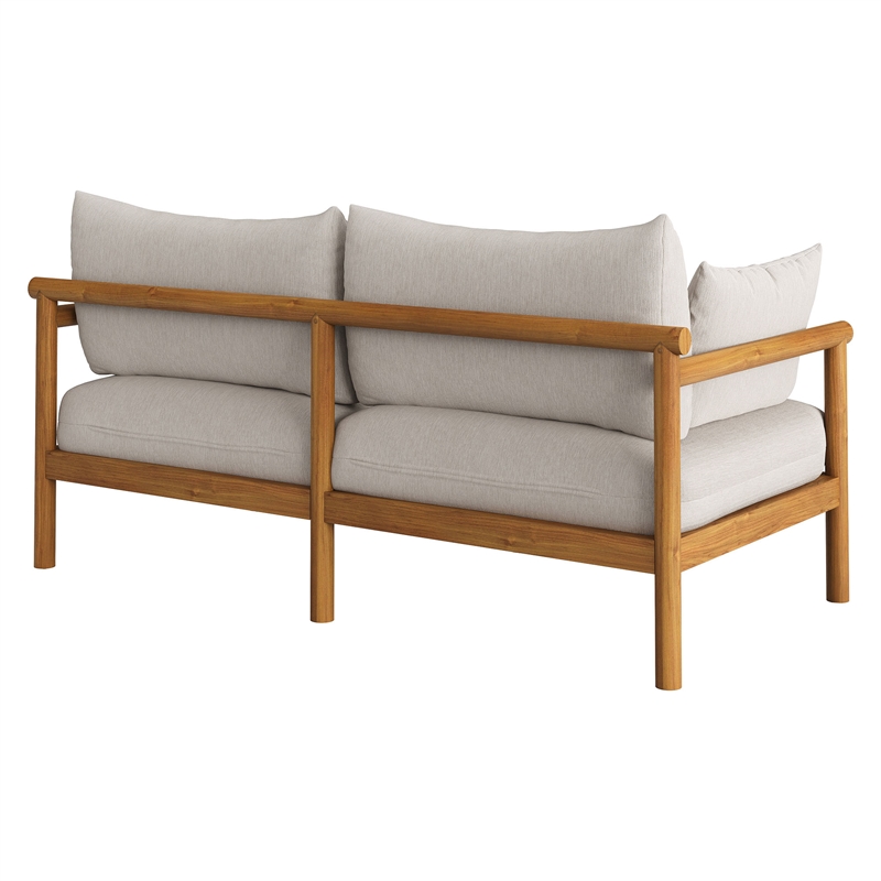 Eleni Outdoor Teak Wood Loveseat in Natural Sail