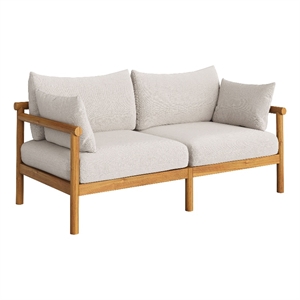 Eleni Outdoor Teak Wood Loveseat in Natural Sail
