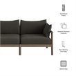 Eleni Outdoor Teak Wood Loveseat in Weathered Gray Flint