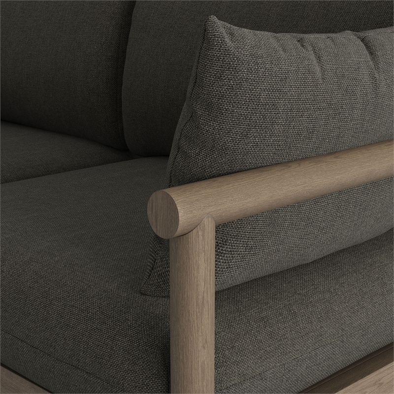 Eleni Outdoor Teak Wood Loveseat in Weathered Gray Flint