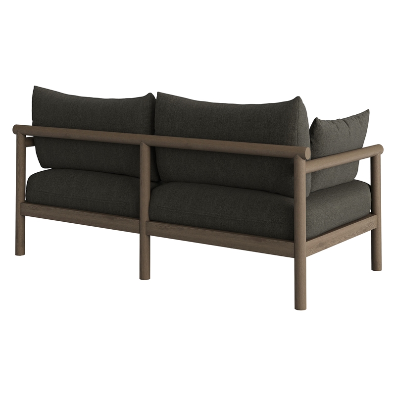 Eleni Outdoor Teak Wood Loveseat in Weathered Gray Flint