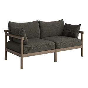 Eleni Outdoor Teak Wood Loveseat in Weathered Gray Flint