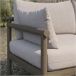 Eleni Outdoor Teak Wood Loveseat in Weathered Gray Pebble