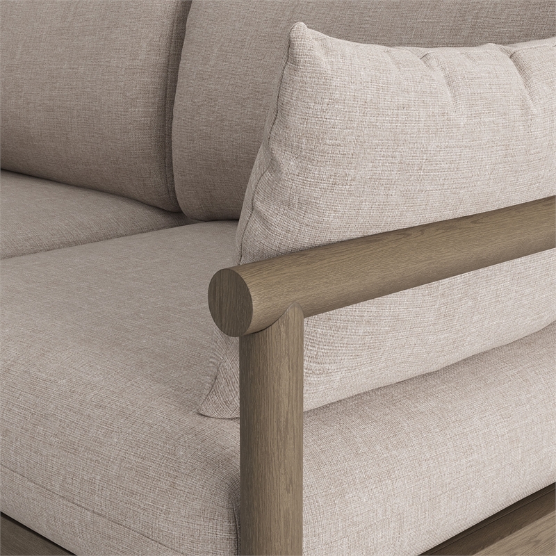 Eleni Outdoor Teak Wood Loveseat in Weathered Gray Pebble