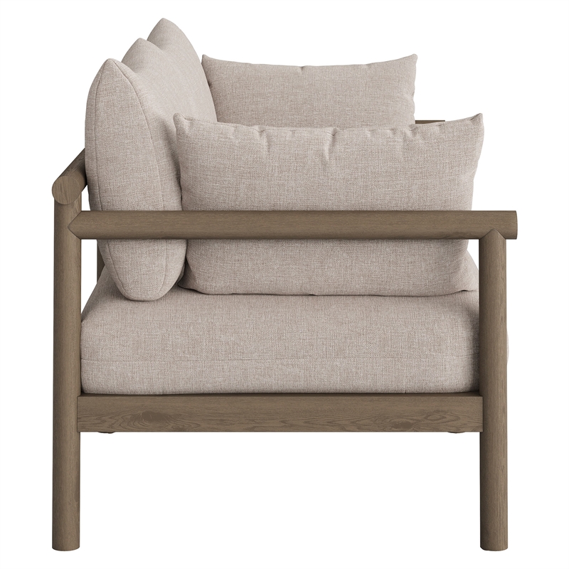 Eleni Outdoor Teak Wood Loveseat in Weathered Gray Pebble