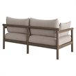 Eleni Outdoor Teak Wood Loveseat in Weathered Gray Pebble
