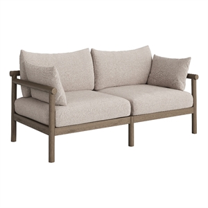 Eleni Outdoor Teak Wood Loveseat in Weathered Gray Pebble