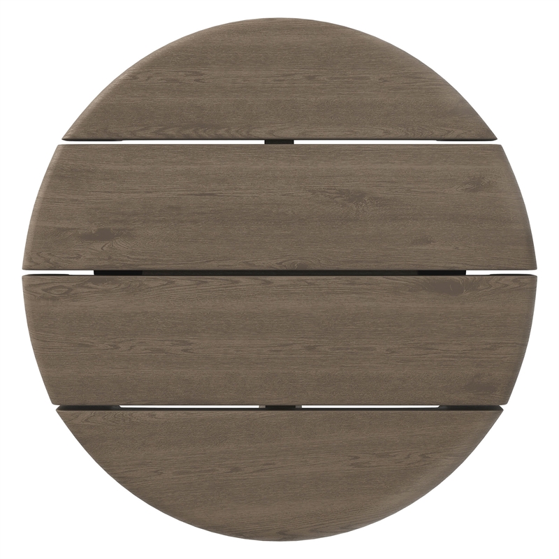 Eleni 20-Inch Round Outdoor Teak Wood Side Table in Weathered Gray Teak