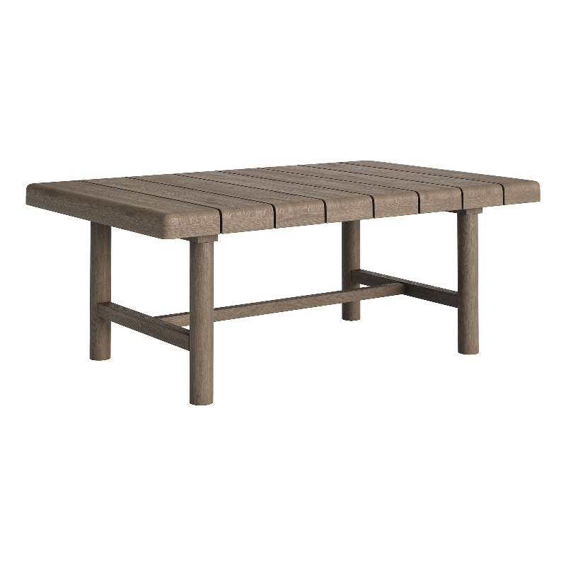 Eleni 41-Inch Outdoor Teak Wood Coffee Table in Weathered Gray Teak