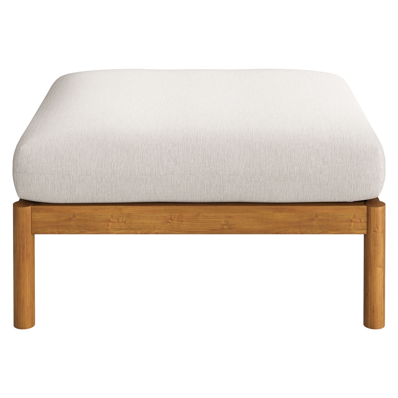 Eleni Square Outdoor Teak Wood Ottoman in Natural Sail