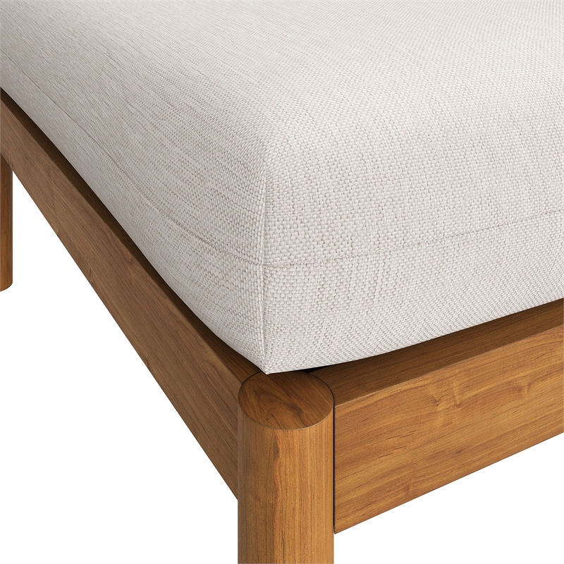 Eleni Square Outdoor Teak Wood Ottoman in Natural Sail