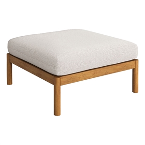 Eleni Square Outdoor Teak Wood Ottoman in Natural Sail