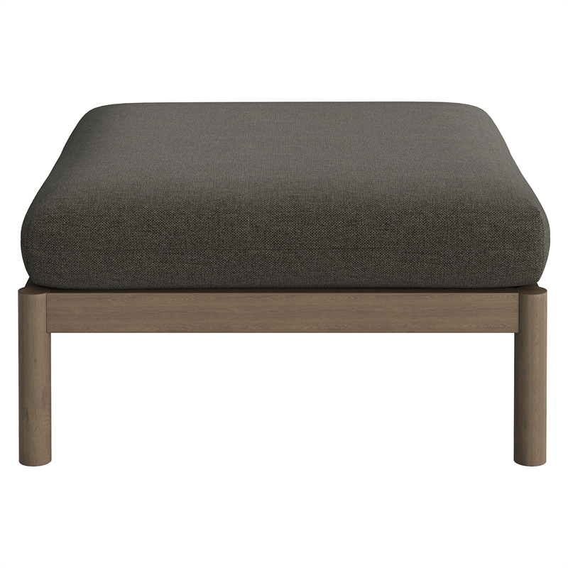 Eleni Square Outdoor Teak Wood Ottoman in Weathered Gray Flint