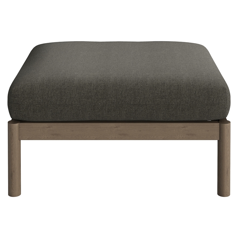 Eleni Square Outdoor Teak Wood Ottoman in Weathered Gray Flint